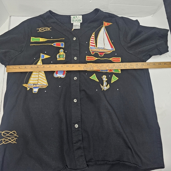 Vintage Quacker Factory Sailing Shirt Short Sleeve Boating Nautical Women's 1X - Picture 6 of 9